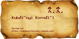 Kubányi Kornél névjegykártya