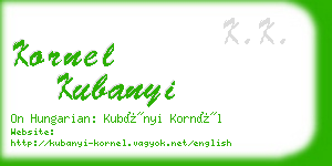 kornel kubanyi business card